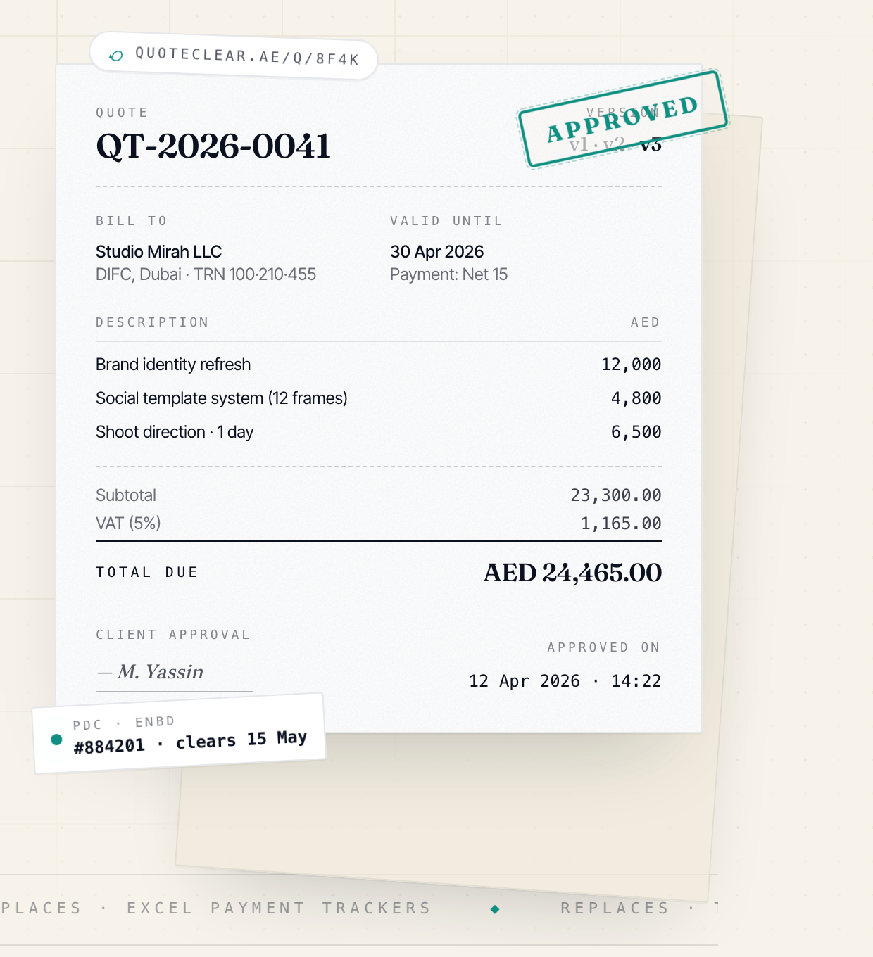QuoteClear — live screenshot